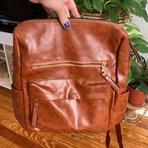 Super cute backpack - never used! Leather/ brown